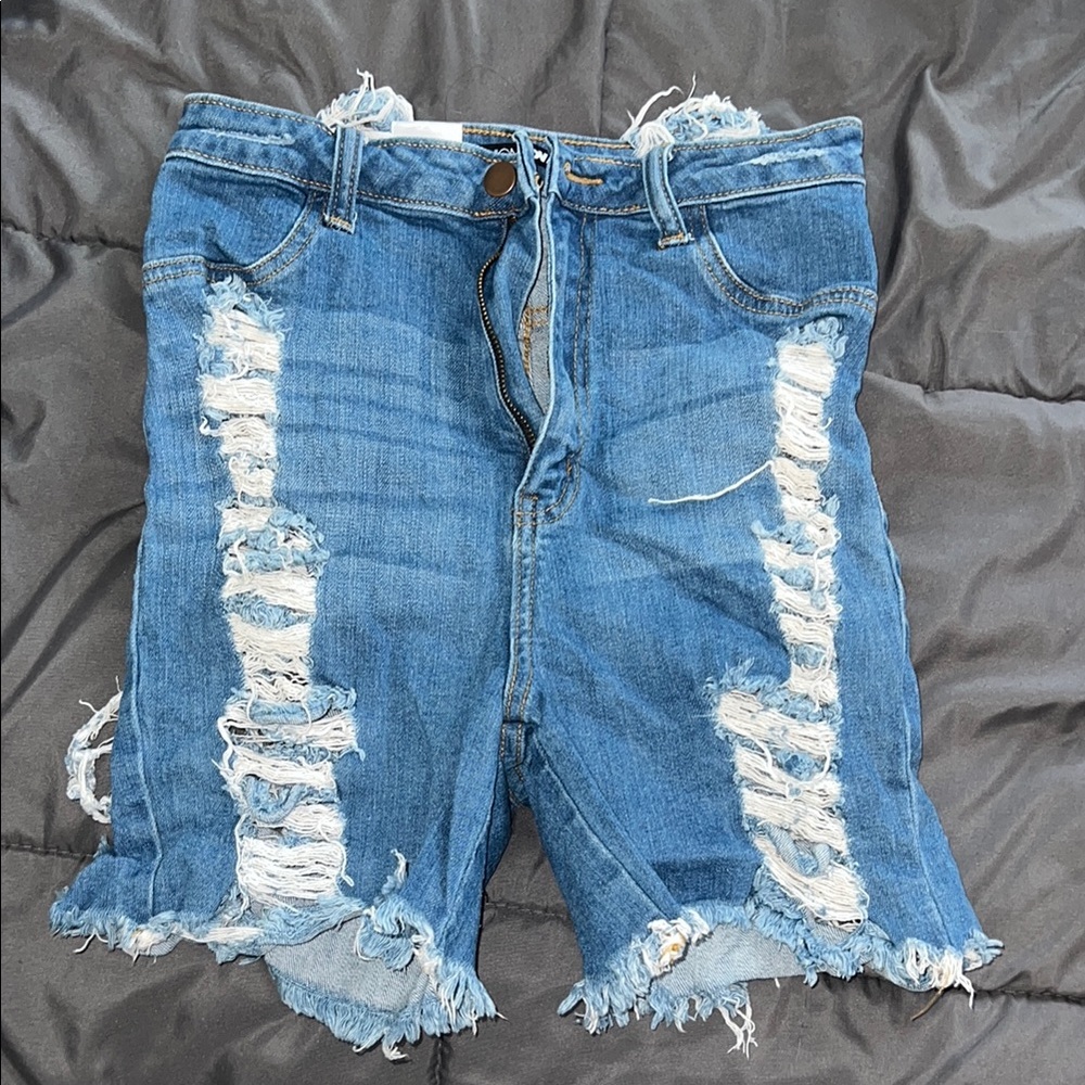 Distressed Denim Shorts